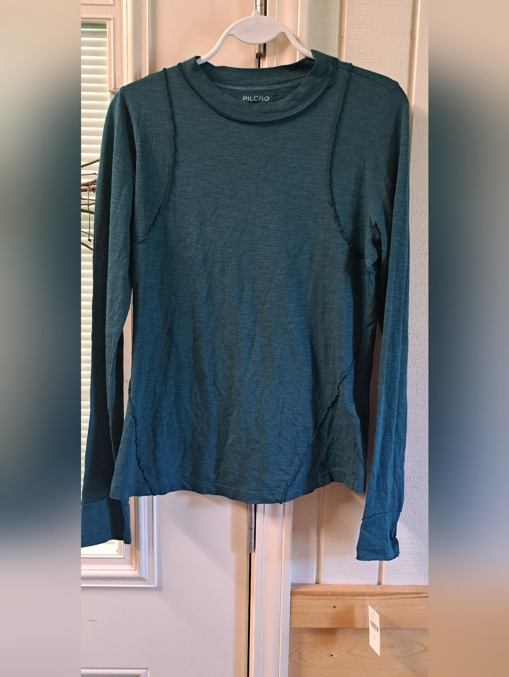 New Anthropologie Pilcro Reconstructed Racer Tee Green Long Slve Shirt Women M